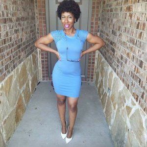 Gianni Bini Periwinkle Lace Contouring Dress